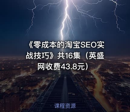 《零成本的淘宝SEO实战技巧》共16集（英盛网收费43.8元）