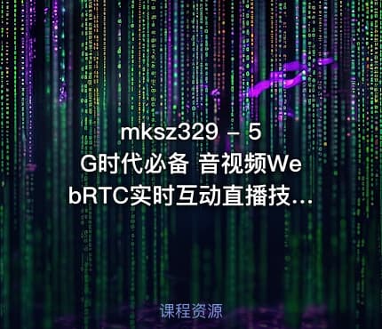 mksz329 - 5G时代必备 音视频WebRTC实时互动直播技术入门与实战