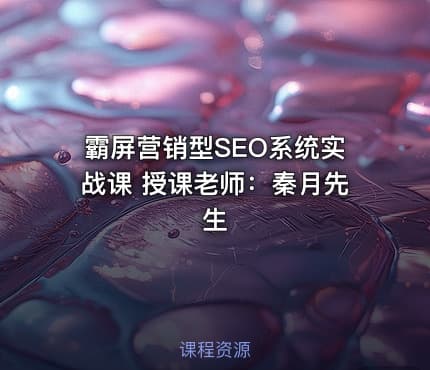霸屏营销型SEO系统实战课 授课老师：秦月先生