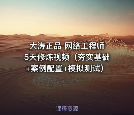 大涛正品 网络工程师 5天修炼视频（夯实基础+案例配置+模拟测试）