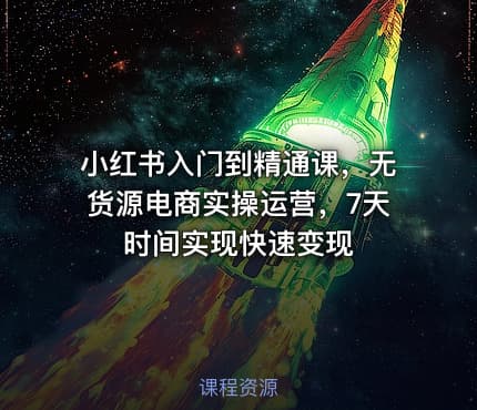 小红书入门到精通课，无货源电商实操运营，7天时间实现快速变现