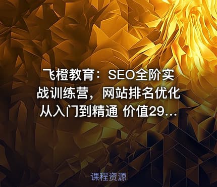 飞橙教育：SEO全阶实战训练营，网站排名优化从入门到精通 价值2980元