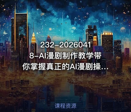 232-20260418-AI漫剧制作教学带你掌握真正的AI漫剧操作手法直接复用的实操流程更多资源