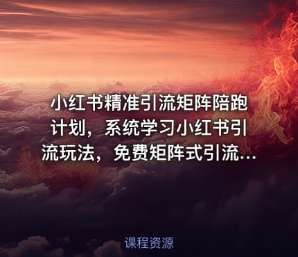 小红书精准引流矩阵陪跑计划，系统学习小红书引流玩法，免费矩阵式引流，付费投流广告