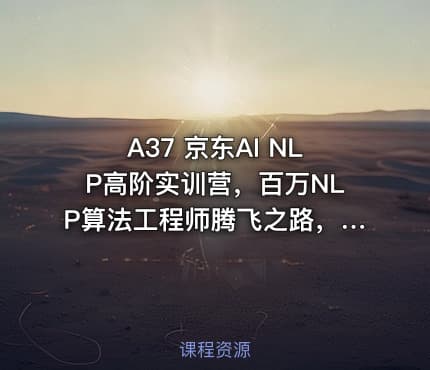 A37 京东AI NLP高阶实训营，百万NLP算法工程师腾飞之路，视频+源码价值25800元