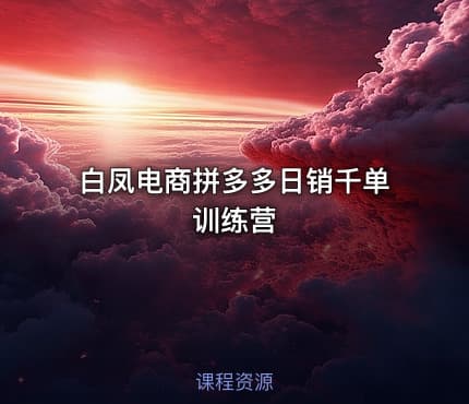 白凤电商拼多多日销千单训练营