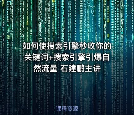 如何使搜索引擎秒收你的关键词+搜索引擎引爆自然流量 石建鹏主讲