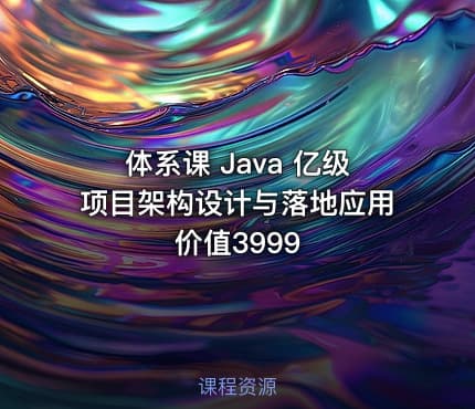 体系课 Java 亿级项目架构设计与落地应用 价值3999
