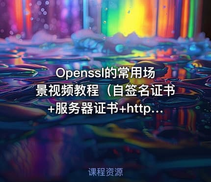Openssl的常用场景视频教程（自签名证书+服务器证书+https服务）
