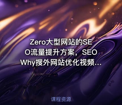 Zero大型网站的SEO流量提升方案，SEOWhy搜外网站优化视频培训 价值599元