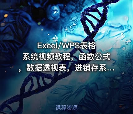 Excel/WPS表格系统视频教程，函数公式，数据透视表，进销存系统开发