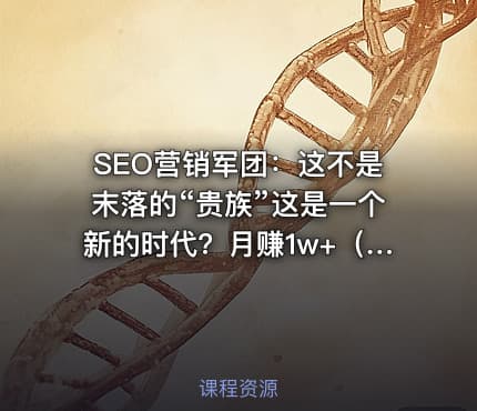 SEO营销军团：这不是末落的“贵族”这是一个新的时代？月赚1w+（4节课）