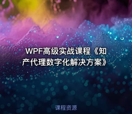 WPF高级实战课程《知产代理数字化解决方案》