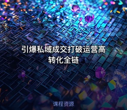 引爆私域成交打破运营高转化全链