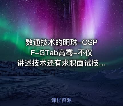 数通技术的明珠-OSPF-GTab高骞-不仅讲述技术还有求职面试技巧 基于华为新版数通