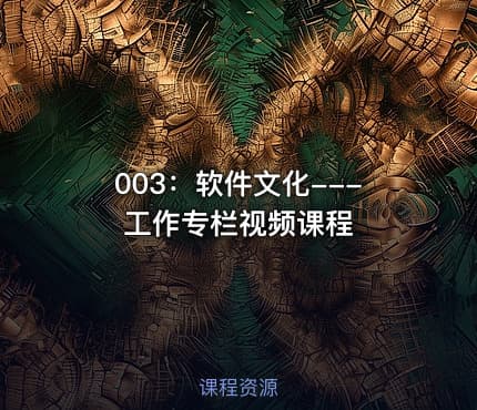 003:软件文化---工作专栏视频课程
