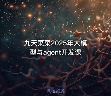 九天菜菜2025年大模型与agent开发课