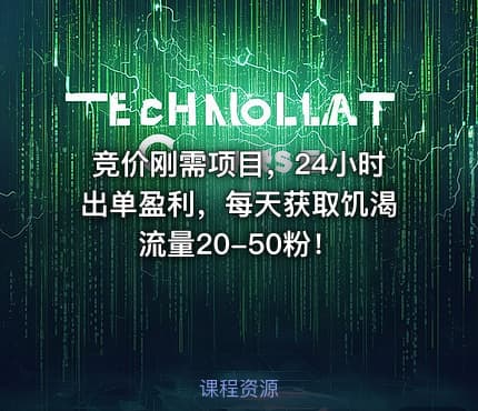 竞价刚需项目，24小时出单盈利，每天获取饥渴流量20-50粉！