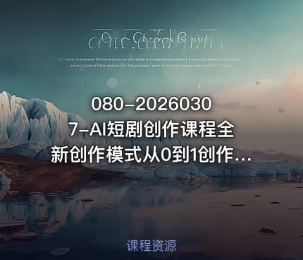 080-20260307-AI短剧创作课程全新创作模式从0到1创作属于你自己的短剧和影视化短片更多资源