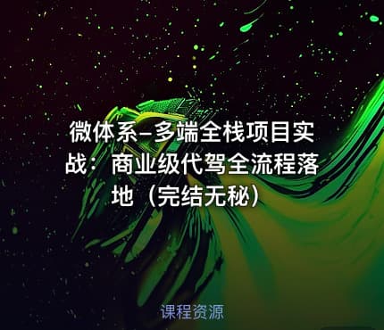 微体系-多端全栈项目实战：商业级代驾全流程落地（完结无秘）