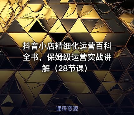抖音小店精细化运营百科全书，保姆级运营实战讲解（28节课）