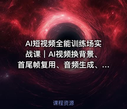 AI短视频全能训练场实战课｜AI视频换背景、首尾帧复用、音频生成、爆款短视频完整复刻