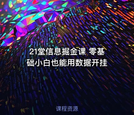 21堂信息掘金课 零基础小白也能用数据开挂