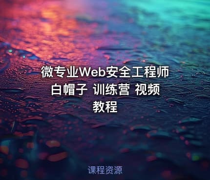 微专业Web安全工程师 白帽子 训练营 视频教程