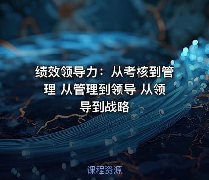 绩效领导力：从考核到管理 从管理到领导 从领导到战略