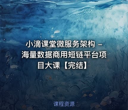 小滴课堂微服务架构 -海量数据商用短链平台项目大课【完结】