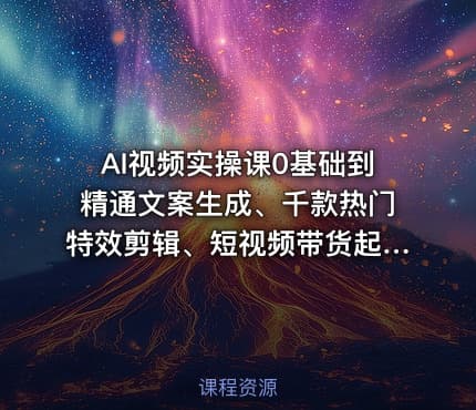 AI视频实操课0基础到精通文案生成、千款热门特效剪辑、短视频带货起号、直播间流量拉升全链路落地