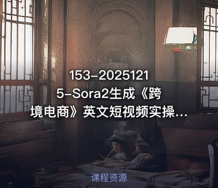 153-20251215-Sora2生成《跨境电商》英文短视频实操搭建教学课通俗易懂包教包会更多资源