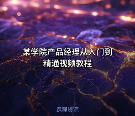 某学院产品经理从入门到精通视频教程