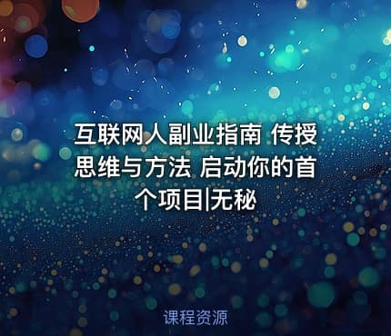互联网人副业指南 传授思维与方法 启动你的首个项目|无秘