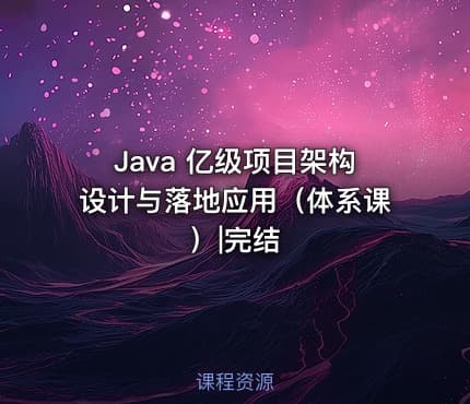 Java 亿级项目架构设计与落地应用（体系课）|完结