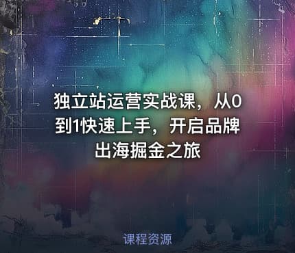 独立站运营实战课，从0到1快速上手，开启品牌出海掘金之旅