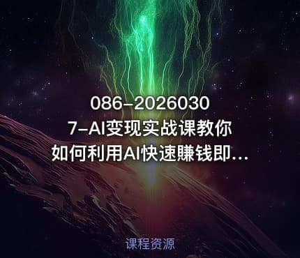 086-20260307-AI变现实战课教你如何利用AI快速賺钱即使你是新手更多资源