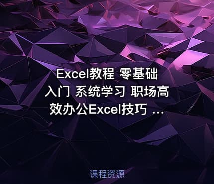 Excel教程 零基础入门 系统学习 职场高效办公Excel技巧 风起扬