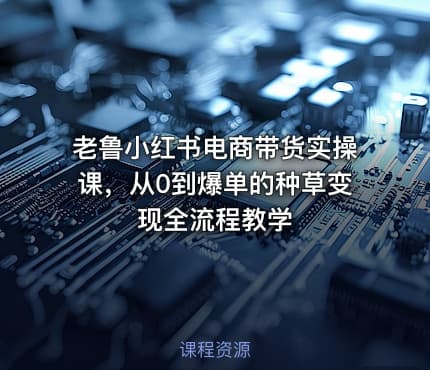 老鲁小红书电商带货实操课，从0到爆单的种草变现全流程教学