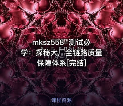 mksz558-测试必学：探秘大厂全链路质量保障体系[完结]