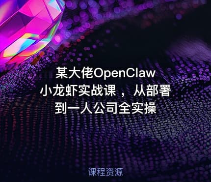 某大佬OpenClaw小龙虾实战课 ，从部署到一人公司全实操