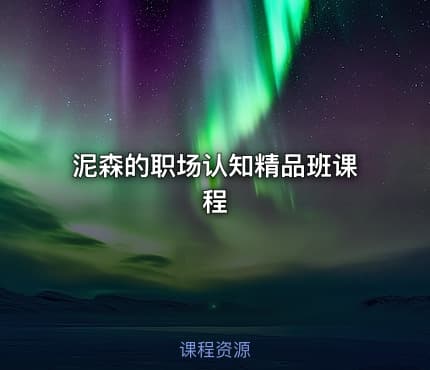 泥森的职场认知精品班课程