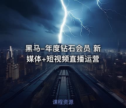 黑马-年度钻石会员 新媒体+短视频直播运营
