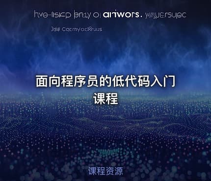 面向程序员的低代码入门课程