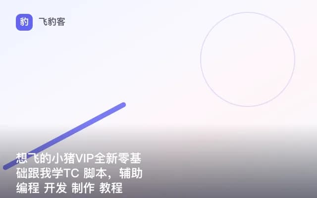 想飞的小猪VIP全新零基础跟我学TC 脚本，辅助 编程 开发 制作 教程(无KEY)