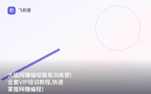 大猛网赚编程魔鬼训练营(全套VIP培训教程,快速掌握网赚编程)
