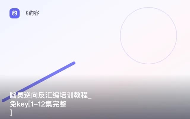 幽灵逆向反汇编培训教程_免key[1-12集完整]