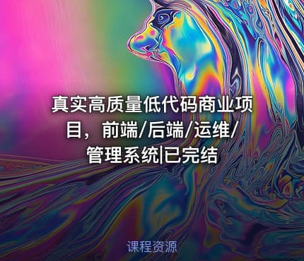真实高质量低代码商业项目，前端/后端/运维/管理系统|已完结