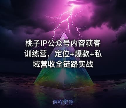桃子IP公众号内容获客训练营，定位+爆款+私域营收全链路实战