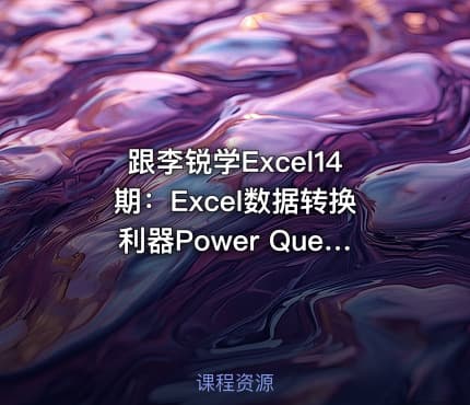 跟李锐学Excel14期：Excel数据转换利器Power Query初级班